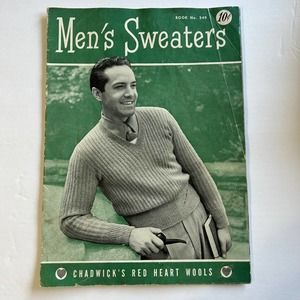 Vintage 1940's Chadwicks Knitting Patterns Men's Sweaters Booklet #249